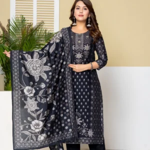 Navy Blue Printed Suit