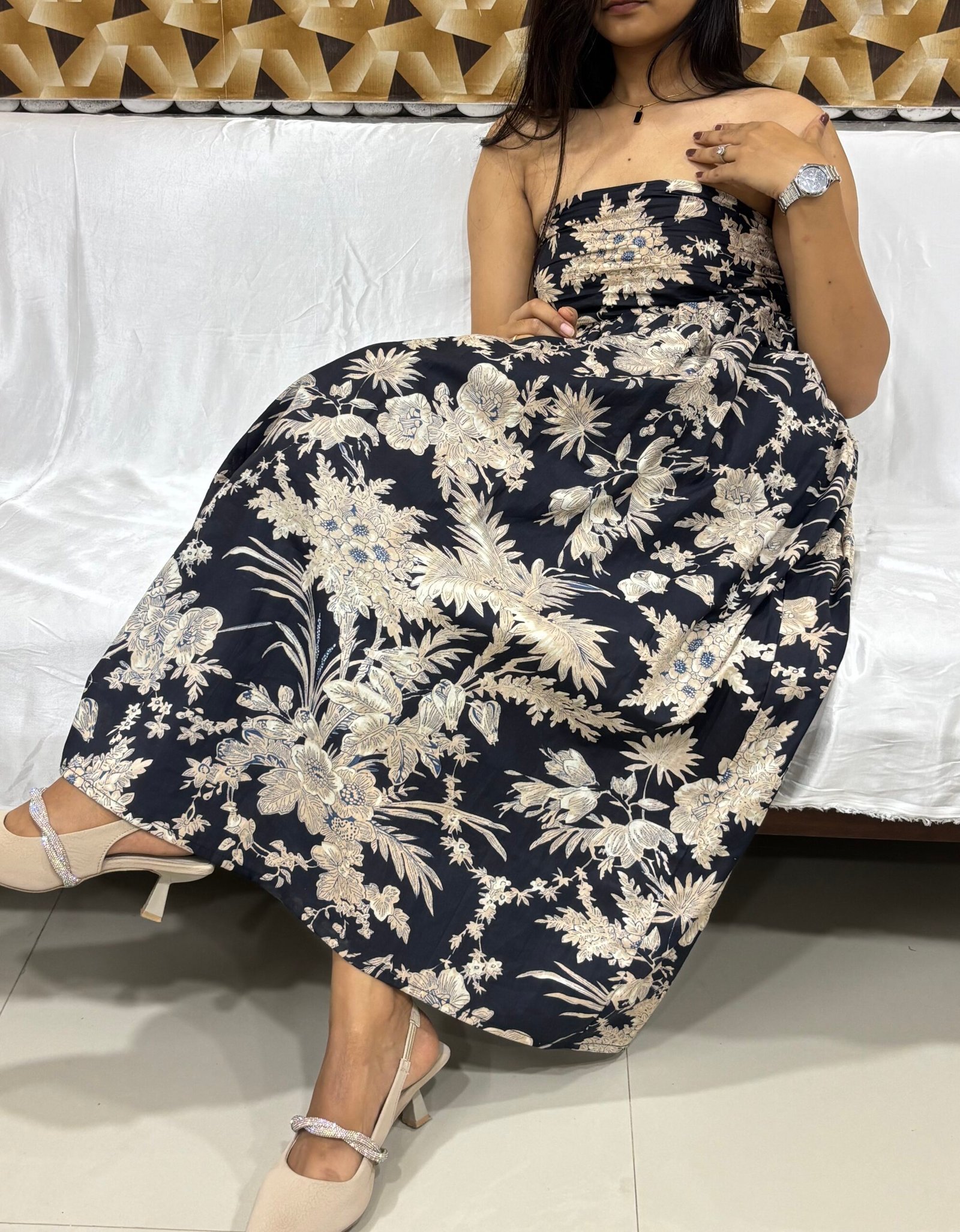 Midnight Bloom Strapless Dress - Image 2